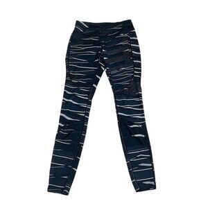 Oakley Leggings Womens Size S Black Gray Stealth Wave Stripe Ankle